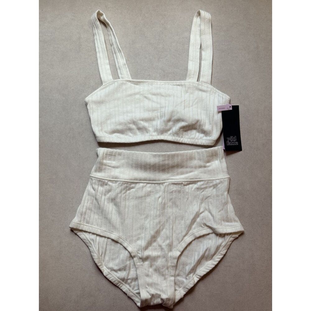 Wild Fable Ribbed Bralette and High-Waist Panty Set